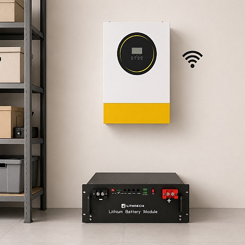 11 кВт LiFePO4 Комплект резервного живлення: гібридний інвертор Anenji WiFi + 51.2V 100Ah Lithtech акумулятор для будинку, квартир
