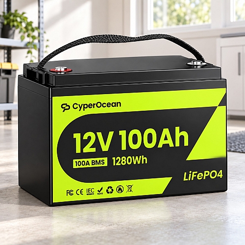 LiFePO4 12V/100Ah Акумулятор CyperOcean з BMS 100 А для систем резервного живлення