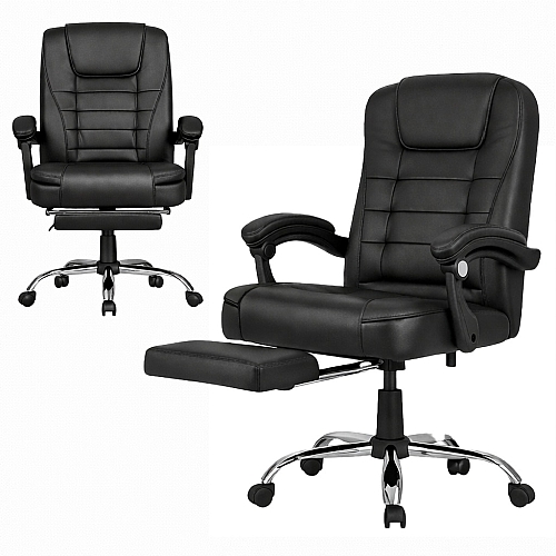 Офісне крісло Prime Premium з підніжкою, Чорне комп'ютерне крісло