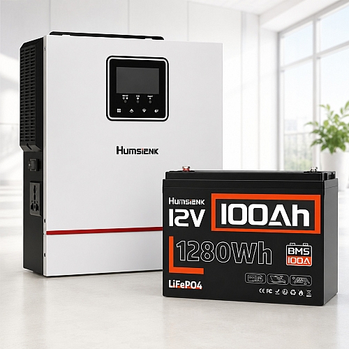 1,28 кВт*год LiFePO4 Комплект резервного живлення Humsienk інвертор 1 кВт + 12V/100Ah акумулятор