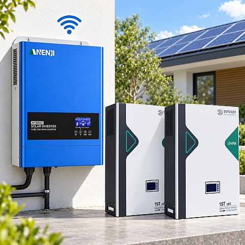 10,24 кВт*год LiFePO4 Комплект резервного живлення з Wi-Fi інвертор Anenji 6,2 кВт + 51,2V/100Ah 2 акумулятори Dipower