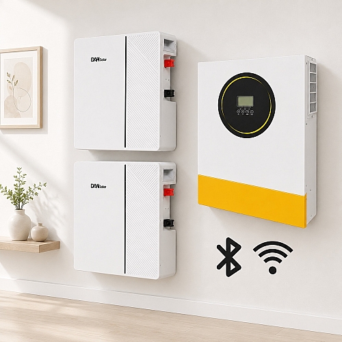 11 кВт Комплект Гібридний інвертор Anenji з Wi-Fi + 2 акумулятора DAH Solar 51.2V 100Ah, BMS, Bluetooth для резервного живлення