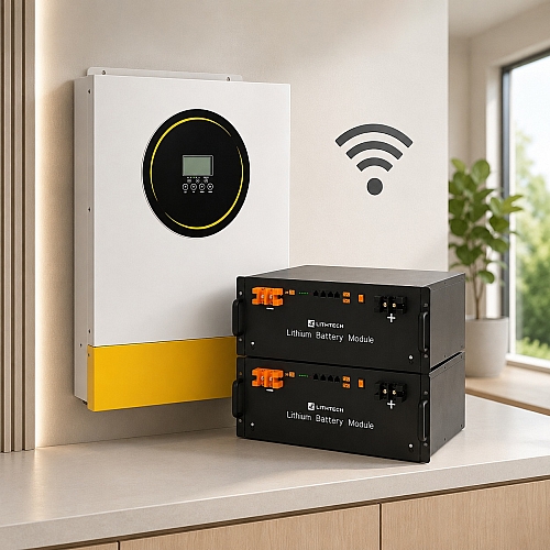 11 кВт LiFePO4 Комплект резервного живлення: гібридний інвертор Anenji WiFi + 2 акумулятора 51.2V 100Ah Lithtech