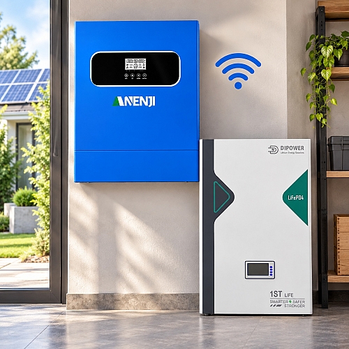 11 кВт LiFePO4 Комплект резервного живлення з Wi-Fi інвертор Anenji 11 кВт + 51,2V/100Ah акумулятор Dipower для квартири, офісу