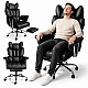 Офісне крісло Relax Pro до 150 кг з підставкою для ніг, широким сидінням, подвійним наповнювачем KO50CZ чорне комп'ютерне крісло