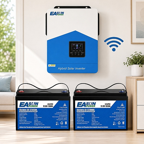 3,2 кВт Комплект резервного живлення Easun Power Інвертор з WiFi + 2 акумулятора 12V/100Ah