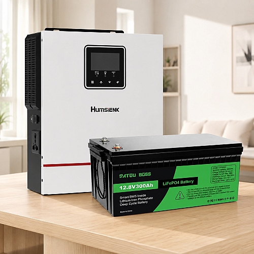 3,8 кВт*год LiFePO4 Комплект резервного живлення інвертор Humsienk 1 кВт + 12V/300Ah акумулятор Datouboss