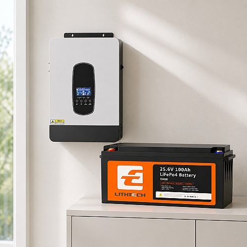 4.2кВа LiFePO4 Комплект резервного живлення Інвертор Daxtromn SP-4200 + акумулятор 24V 100Ah Lithtech з Bluetooth
