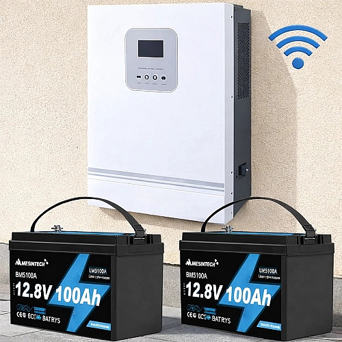 3 кВт LiFePO4 Комплект резервного живлення Інвертор Ameisentech WiFi + 2 акумулятора 12V 100Ah Ameisentech для квартири, будинку