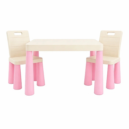 Дитячий стіл та два стільці, Doloni пластиковий Рожево-молочний
