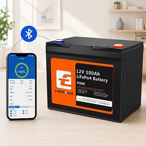LiFePO4 12V 100Ah Акумулятор Lithtech з Bluetooth 1280Wh, 100A, BMS
