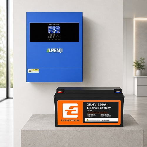 4.2 кВт Комплект резервного живлення Інвертор Anenji WiFi + 24V 100Ah акумулятор Lithtech з Bluetooth