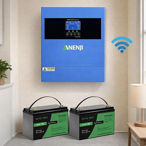 4,2 кВт LiFePO4 Комплект резервного живлення інвертор Anenji WiFi+2 акумулятори Datouboss 12V 100Ah для квартири, будинку