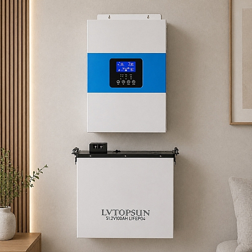 6.5 кВа LiFePO4 Комплект резервного живлення: гібридний інвертор Daxtromn + 48V 100Ah акумулятор Lvtopsun wall