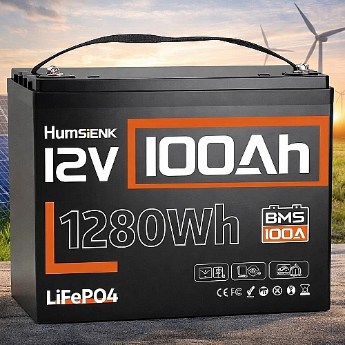 LiFePO4 12V/100Ah Акумулятор Humsienk з BMS для систем резервного живлення