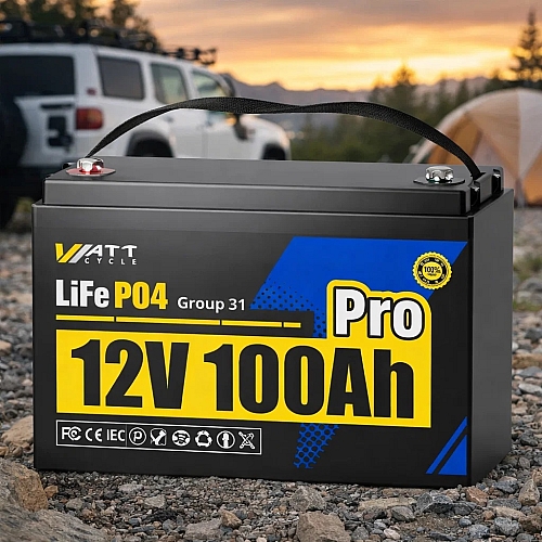 LiFePO4 12V/100Ah Акумулятор WattCycle Pro з BMS для резервного живлення