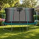 Батут WellActive 374 см до 150 кг з внутрішньою сіткою та драбинкою стрибковий Бірюзовий