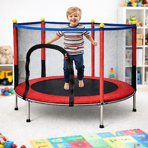 Дитячий батут Atletiko 140 см з сіткою червоний - 6 опорних ніжок