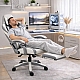 Дизайнерське геймерське крісло до 130 кг з масажною подушкою, підніжкою ThroneX біле з графітом PVC 002