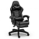 Геймерське крісло Gamery з масажною подушкою, підставкою для ніг, ігрове, комп'ютерне Чорне