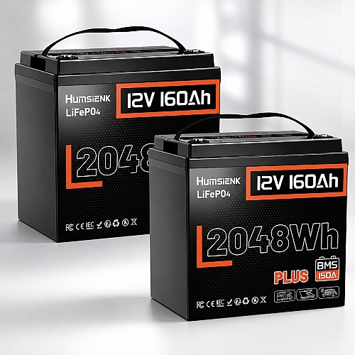Комплект LiFePO4 4096 Вт*год 12V/160Ah 2 акумулятора Humsienk 2048 Вт для систем резервного живлення