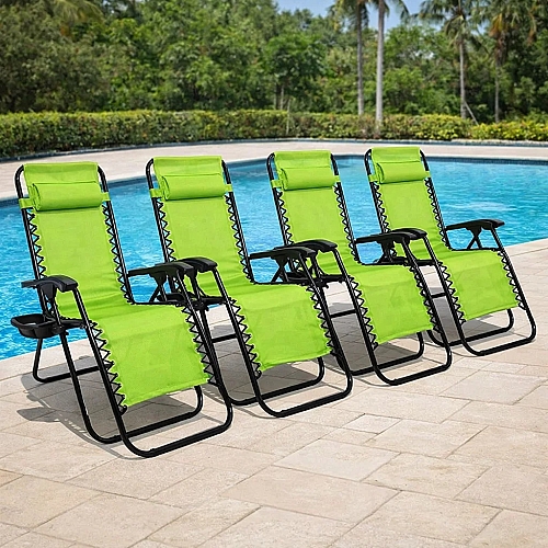 Комплект шезлонг-лежак з підстаканником Axeon 4 шт, lime green, складний з текстилену