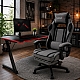 Комплект ThroneX Gaming Set: геймерське крісло з тканини темно-сіре та комп'ютерний стіл з червоними вставками (linen 008)