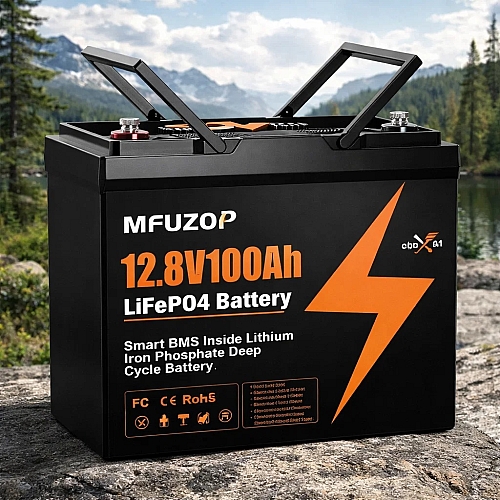 LiFePO4 12V 100Ah Акумулятор Mfuzop 1280Wh, 100A, BMS для ДБЖ з складними ручками