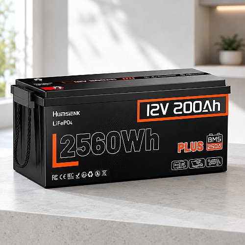 Lifepo4 12V/200Ah 250A BMS акумулятор Humsienk 2560 Вт*год, 250A BMS для систем резервного живлення