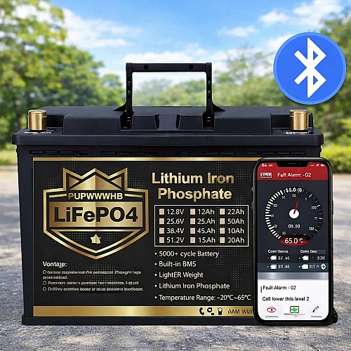 LiFePO4 24V/100Ah Акумулятор PUPVWMHB з Bluetooth, BMS для резервного живлення