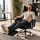 Офісне крісло Relax Pro до 150 кг з підставкою для ніг, широким сидінням, подвійним наповнювачем KO50CZ чорне комп'ютерне крісло