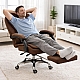 Оригінальне офісне крісло Axeon VIP з тканини, з масажем та підставкою для ніг, до 130 кг, коричневе