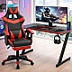 Оригінальний комплект геймерський ігровий стіл + геймерське крісло з масажною подушкою, підніжкою, ThroneX Чорний з червоним