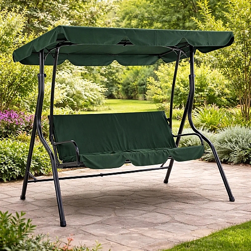 Садова гойдалка на 2 місця, 180 кг, для саду та тераси Зелена