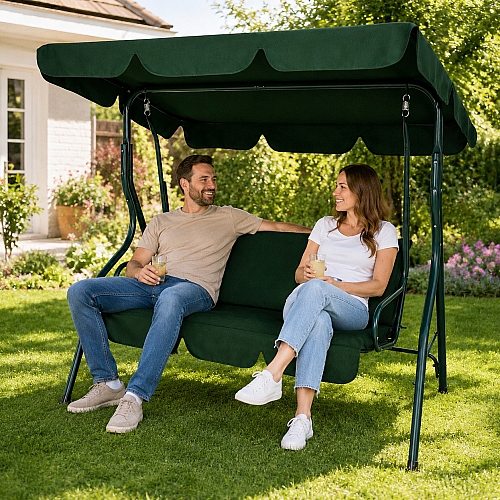 Садова гойдалка тримісна Anro Comfort до 220 кг посилена зелена