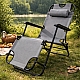 Шезлонг-лежак Axeon, до 120 кг, сірий, розкладний