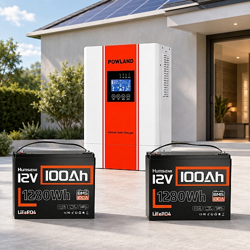 3,6 кВт Комплект резервного живлення Інвертор Powland + 2 акумулятора 12V/100Ah Humsienk з BMS для будинку, квартири
