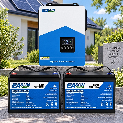 3 кВт Комплект резервного живлення Easun Power Інвертор + 2 акумулятора 12V/100Ah