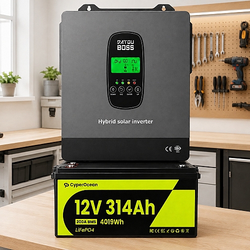 4 кВт*год LiFePO4 Комплект резервного живлення інвертор Datouboss 1 кВт + 12V/314Ah акумулятор CyperOcean