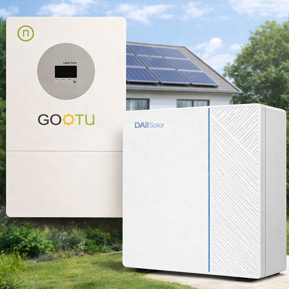 5 кВт+5,12 кВт LiFePO4 Комплект Інвертор Gootu +Настінний акумулятор DAH Solar для резервного живлення будинків, кваритир
