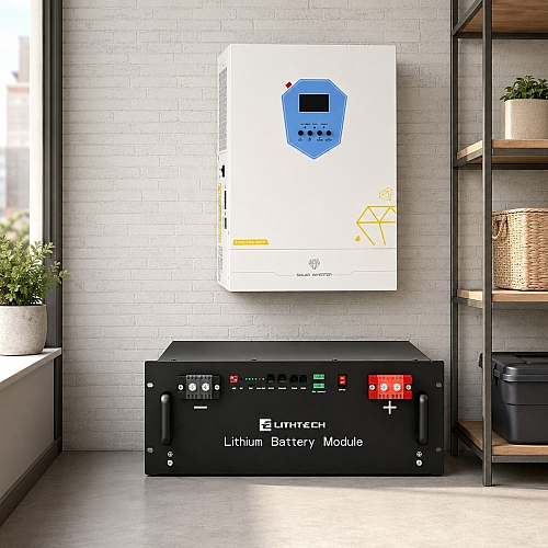 6,2 кВт LiFePO4 Комплект резервного живлення: гібридний інвертор Daxtromn + 51.2V 100Ah Lithtech акумулятор для будинку, квартири