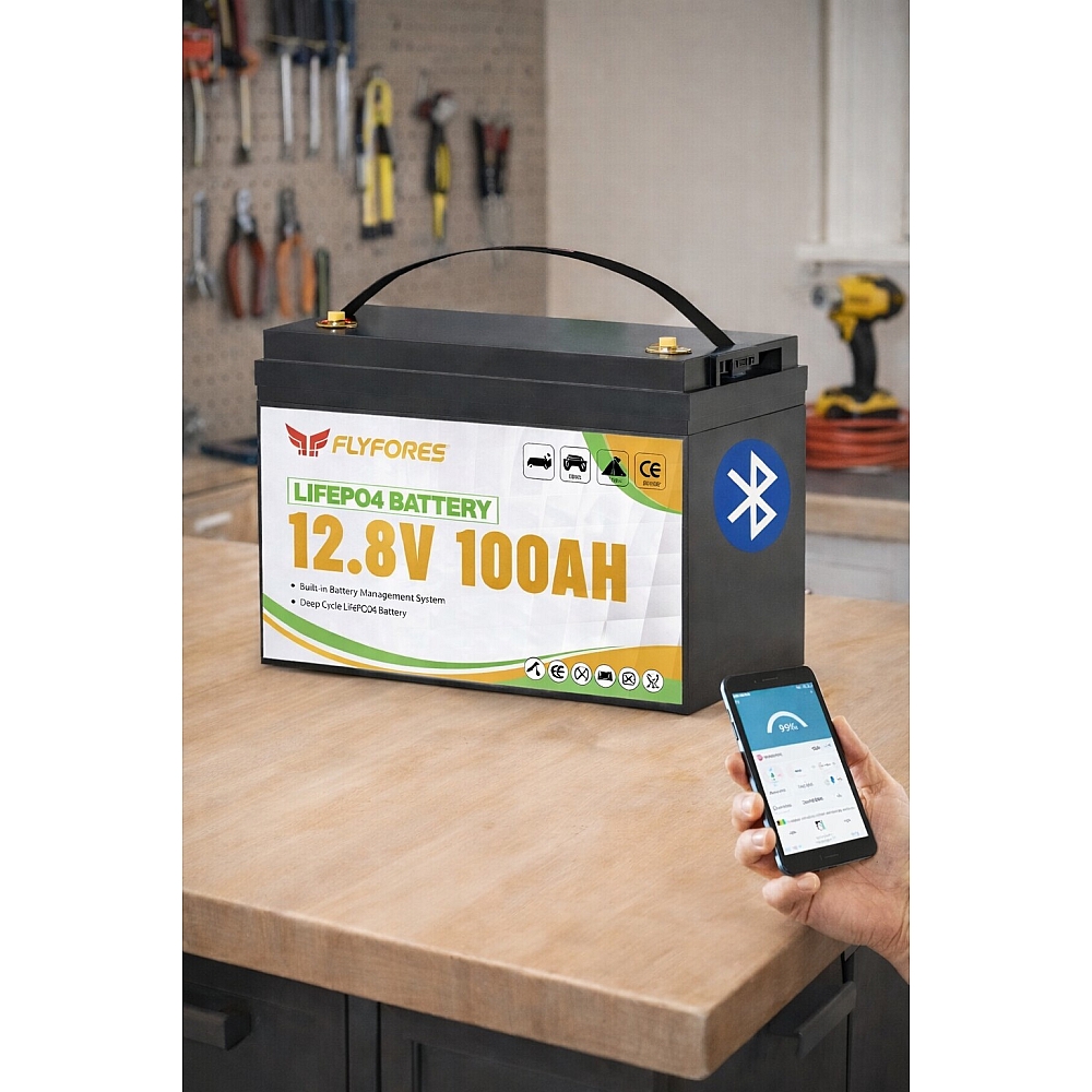 LiFePO4 12V / 100Ah (1280 Wh) з Bluetooth Акумулятор FLYFOREE для систем безперебійного живлення (UPS) будинку