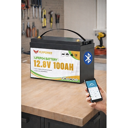 LiFePO4 12V / 100Ah (1280 Wh) з Bluetooth Акумулятор FLYFOREE для систем безперебійного живлення (UPS) будинку
