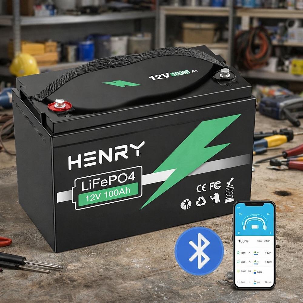 LiFePO4 12V 100Ah Акумулятор HENRY 1280Wh, 100A, BMS з Bluetooth