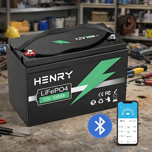 LiFePO4 12V 100Ah Акумулятор HENRY 1280Wh, 100A, BMS з Bluetooth