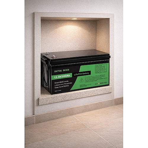 LiFePO4 12V 200Ah акумулятор Datauboss літій-залізо-фосфатний для систем безперебійного живлення будинку