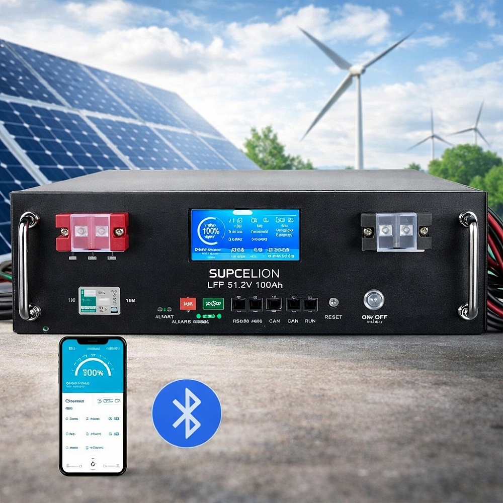 LiFePO4 51V 100Ah Акумулятор Supcelion LCD Touch Screen для будинку, квартири