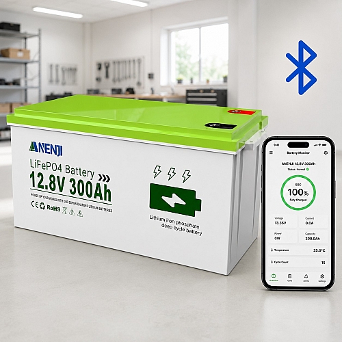 LiFePO4 12V/300Ah Акумулятор Anenji вбудований Bluetooth для резервного живлення з BMS