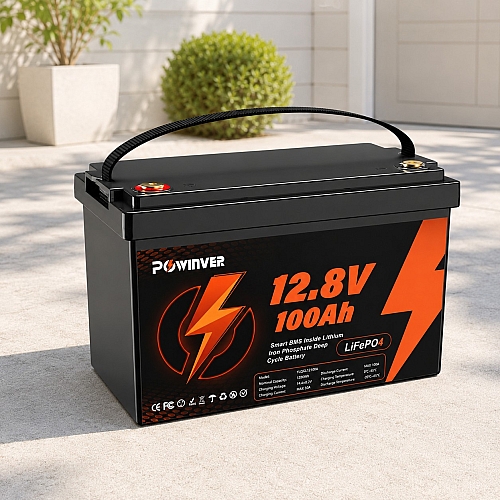 LiFePO4 12V 100Ah Акумулятор Powinver 1280Wh, 100A, BMS