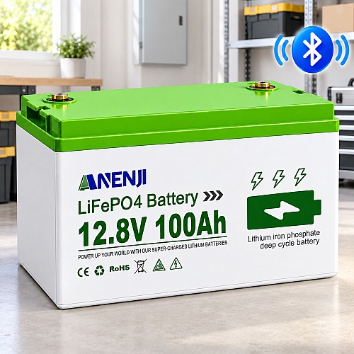LiFePO4 12V/100Ah Акумулятор Anenji з Bluetooth для резервного живлення будинку, квартири з BMS
